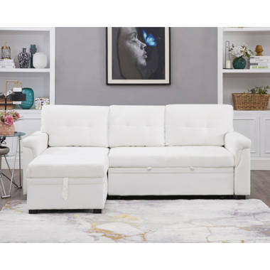 Ebern Designs Fanechka 84 in Velvet Couch Sleeper Sofa Reversible